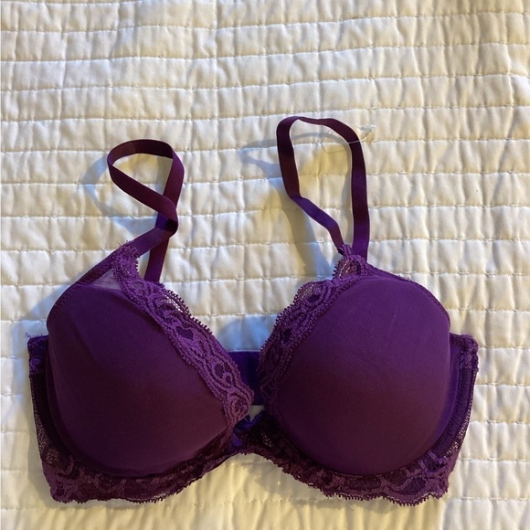 NWOT Natori Size 34D Purple Lace Padded Underwire Contour Push Up Bra - Picture 1 of 4
